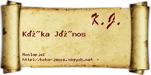 Kóka János névjegykártya